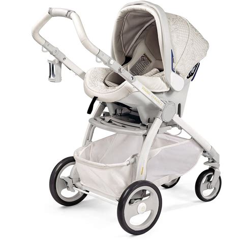 young versace baby white stroller and travel set|Versace baby strollers.